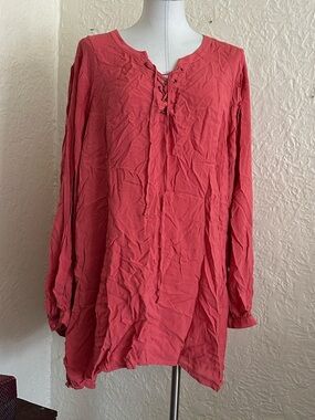 Torrid Lace Up Neck Long Sleeve Blouse Top 4X